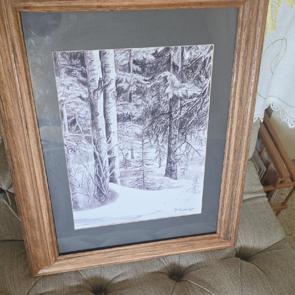 Framed Winter Forest Sketch